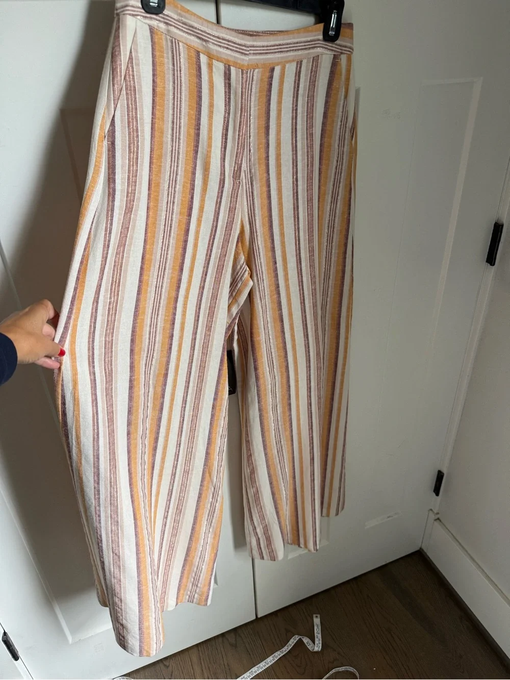 Zara Set! Striped Tie-Shoulder Linen Blend Pants and Top Set, size S. Like new.